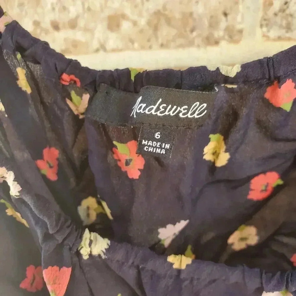 Madewell Silk Ruffle-Strap Cami Top in Confetti Floral Size 6 - Picture 5 of 6